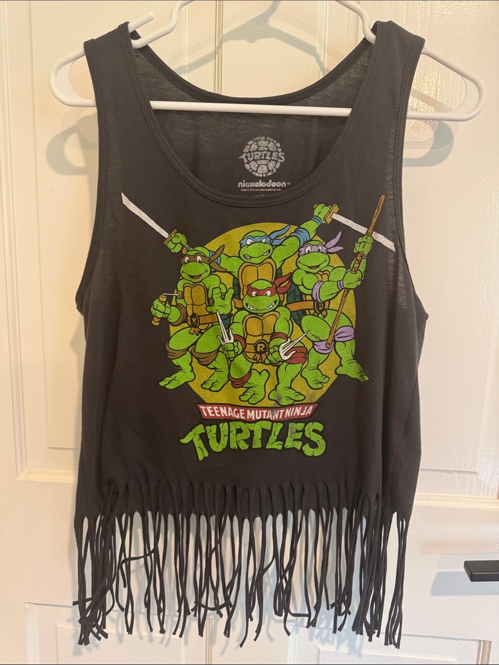 Nickelodeon Black Tank Top with Bright Green TMNT Graphic